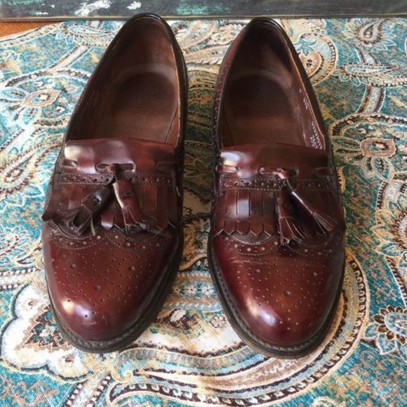 Hanover Masterflex Tassled All Leather wingtip Kiltie Cordovan loafer 8 burgundy - Picture 8 of 8